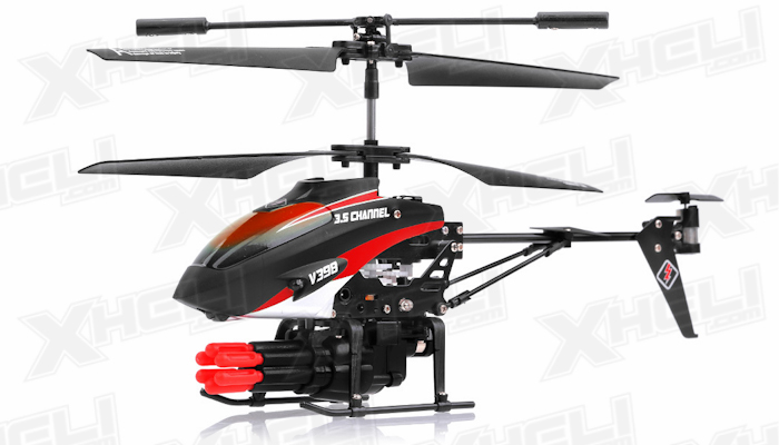 V398 3.5 Channel Missile Shooting RC Helicopter RTF with Six Missiles rapid fire (Red)